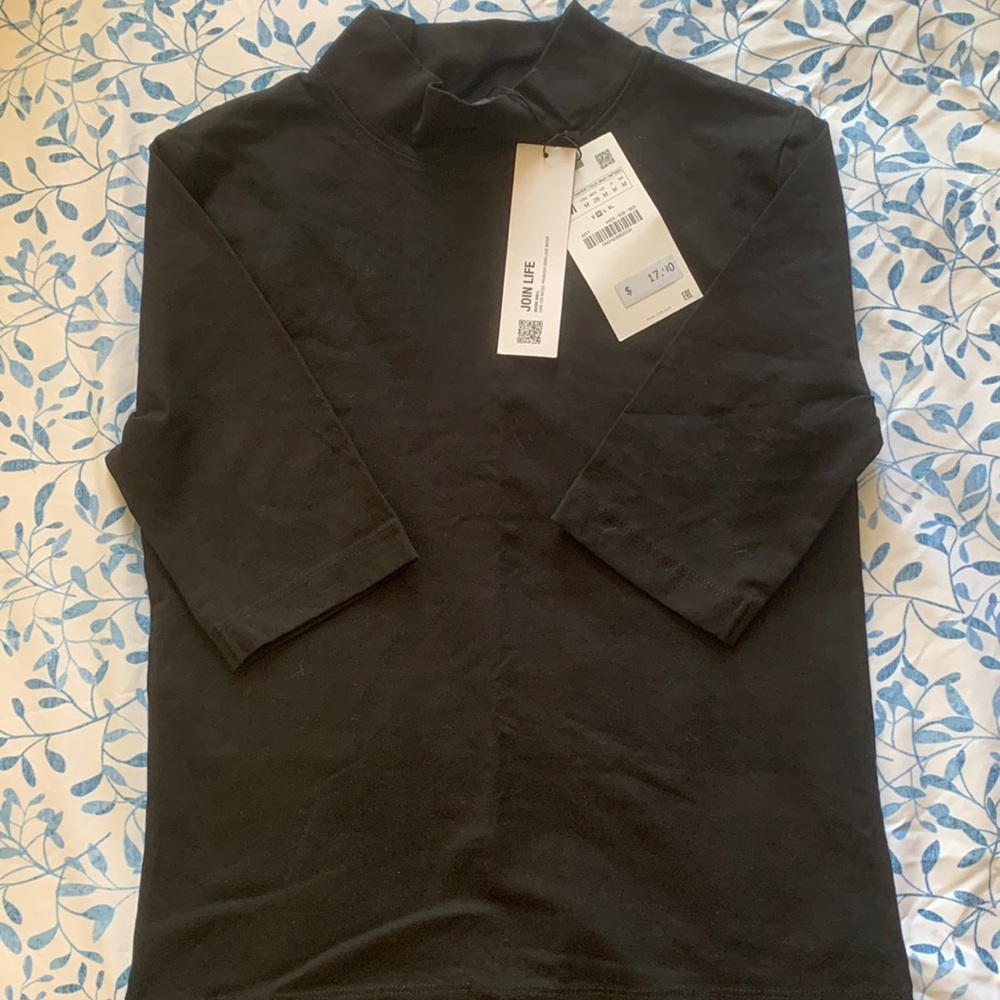 Zara Black Mock Neck Top